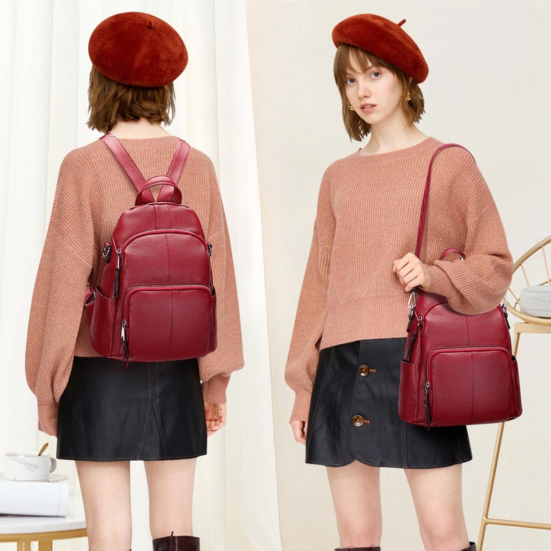 ALTOSY Soft Leather Backpack Purse For Women -theft Backpacks Versatile Shoulder BagÃ¯Â¼Ë†S81 Red WineÃ¯Â¼â€° - Image 3